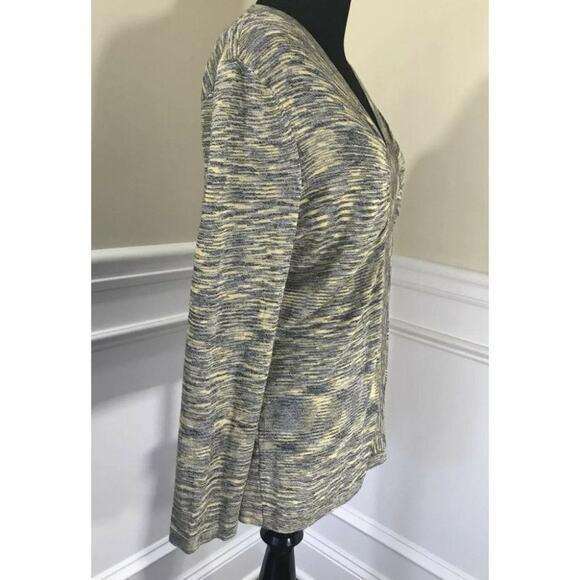 Jones New York Collection knit Long Sleeves Blouse gray mustard sz large - Picture 8 of 10